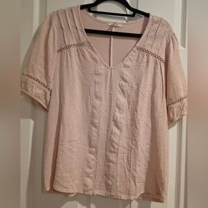 Maurices Blush Pink Blouse with Lace Accents